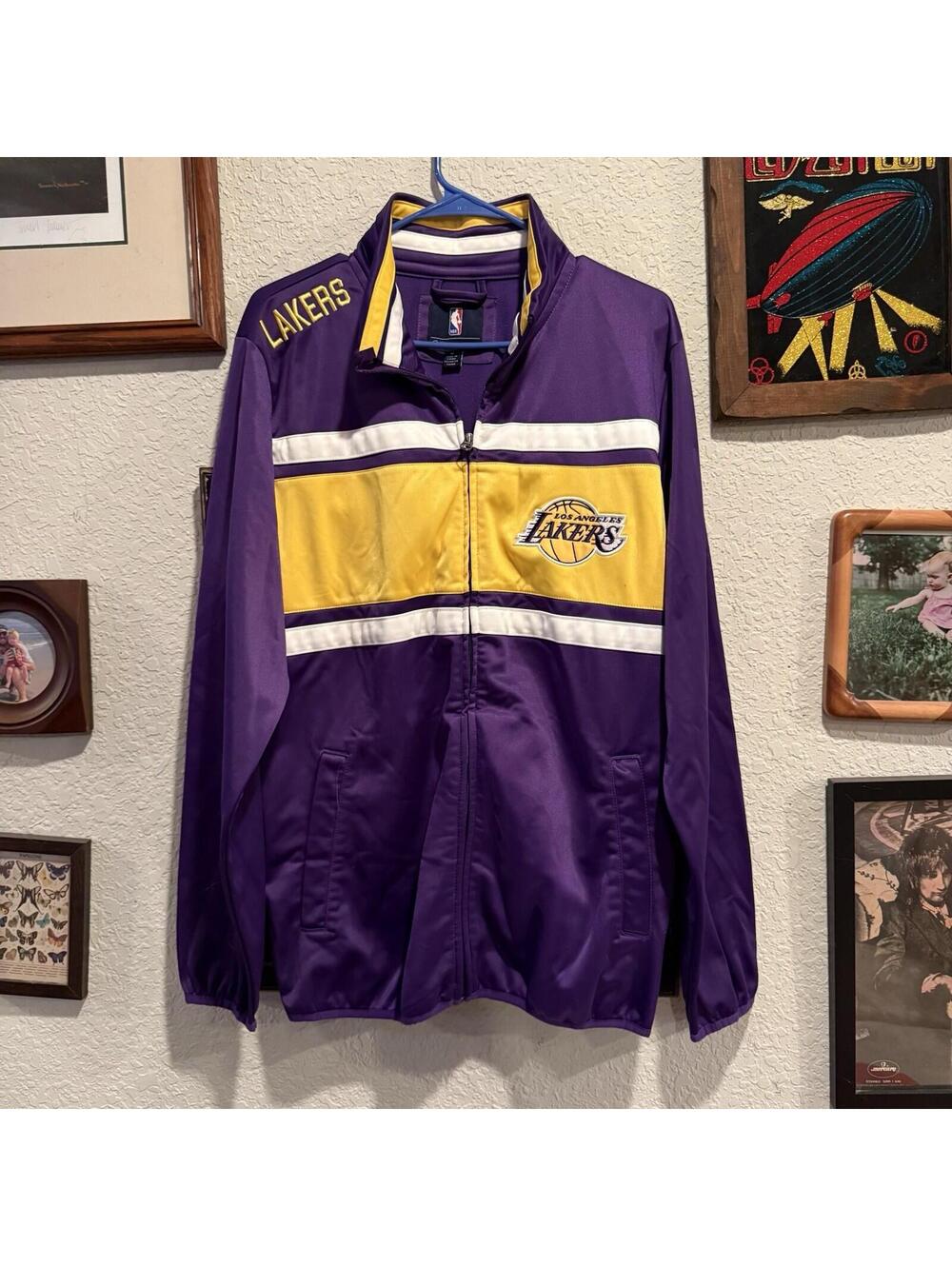 Vintage 00s Los Angeles‎ Lakers G-III Sports Carl Banks Zip Track Jacket Medium